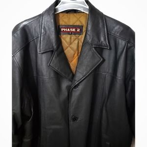 PHASE 2 Men's Leather Black Jacket Coat